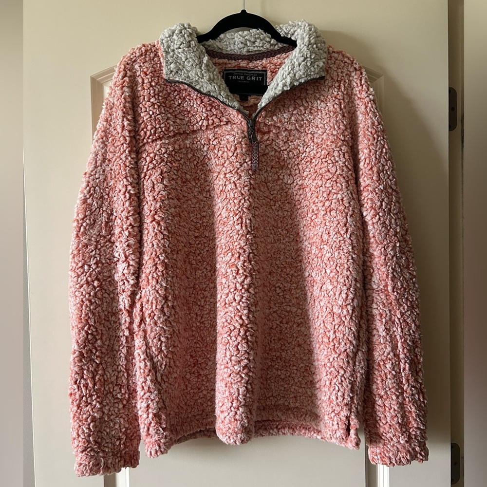 TRUE GRIT Pebble Pile 1/4 Zip Sherpa Fleece Frosty